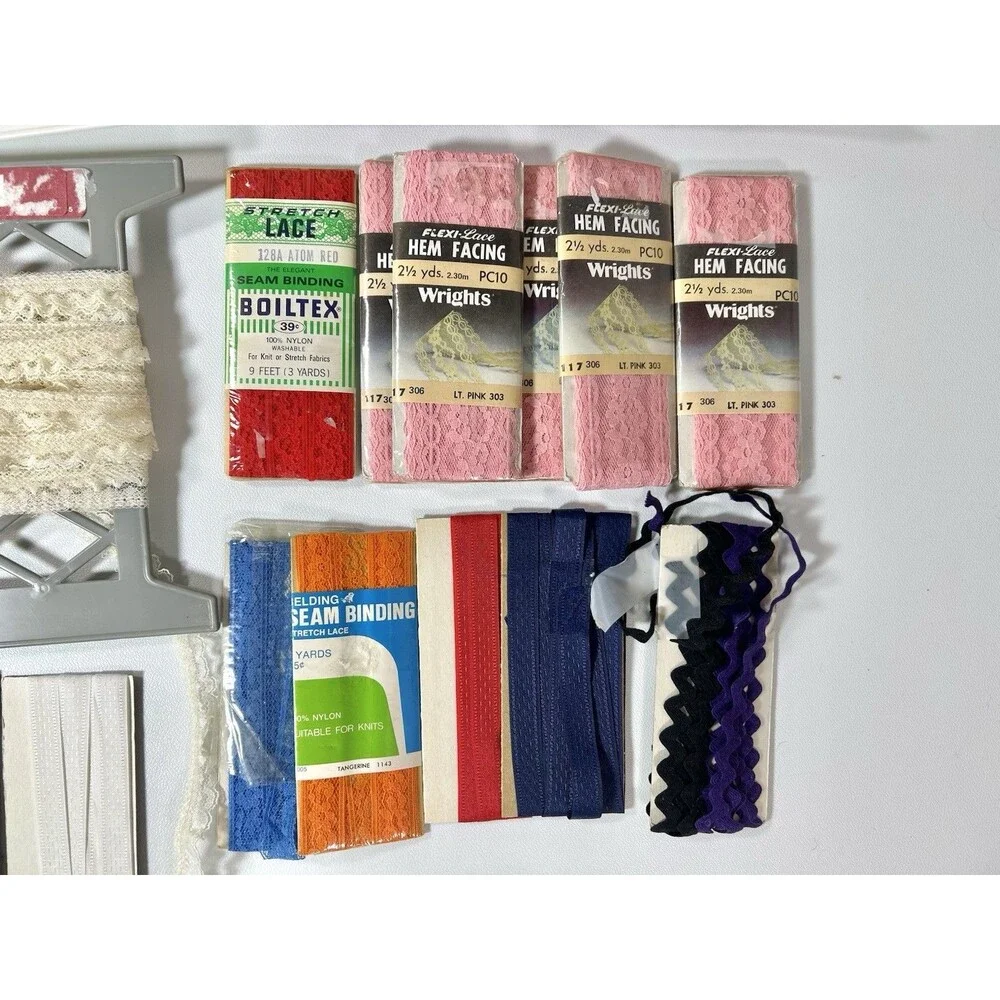 Vintage Ruffled Lace Trim Lot Stretch Craft Fabric Unknown Measurements